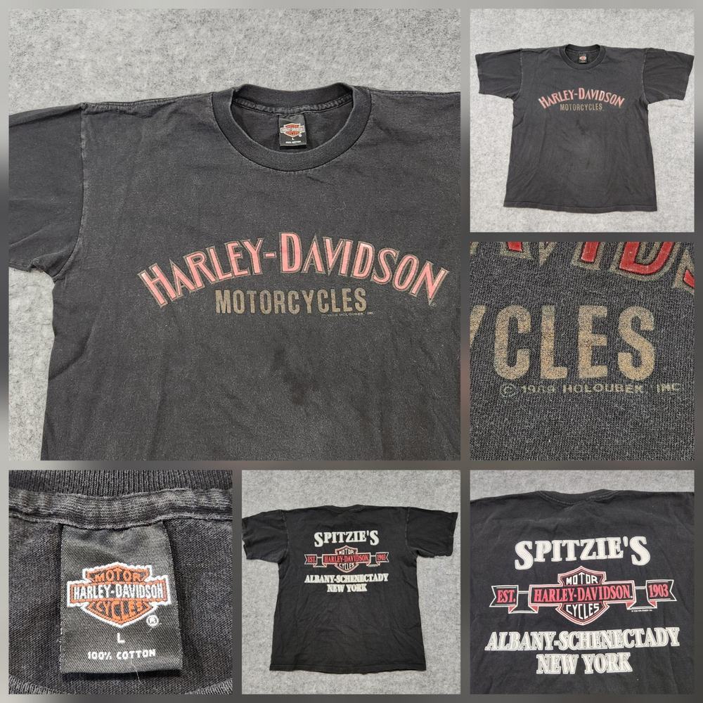 VTG 90s Harley Davidson Motorcycles Mens L Large Albany NY New York T‎ Shirt